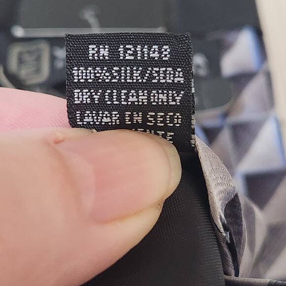 NWT Via Europa Black Gray Geometric check 100% Silk Classic Men's Tie - Picture 4 of 7